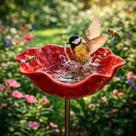 Handgemaakte metalen Vogelbad Tuinsteker